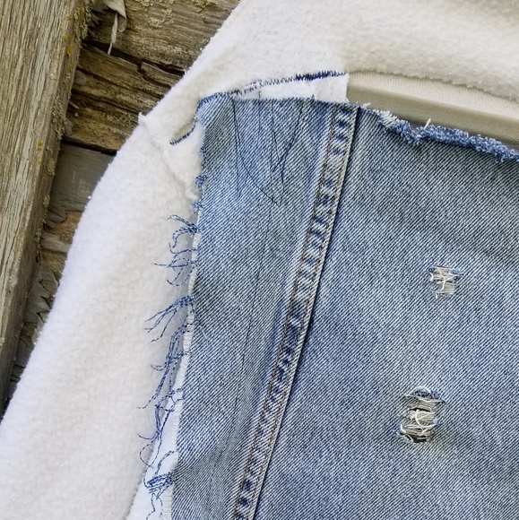 Destroyed Jean Patchwork Upcycled Sweatshirt - Picture 2 of 8